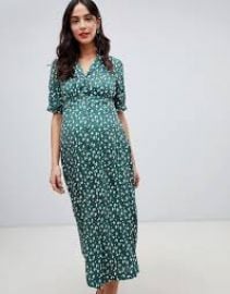 ASOS DESIGN Maternity button through maxi tea dress in ditsy floral print   ASOS at Asos